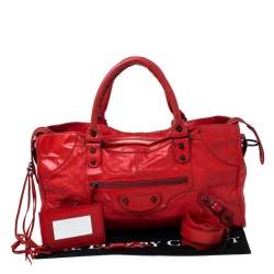 Pre Owned Balenciaga Orange Leather RH Part Time Tote
