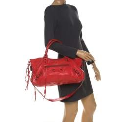 Pre Owned Balenciaga Orange Leather RH Part Time Tote