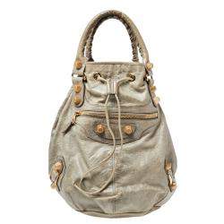 Pre Owned Balenciaga Militaire Leather GGH 21 Pompon Hobo