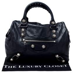 Balenciaga Black Leather Giant Hardware 21 Midday Bag