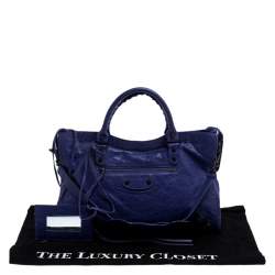Pre Owned Balenciaga Purple Leather RH City Bag