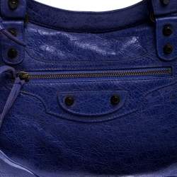 Pre Owned Balenciaga Purple Leather RH City Bag