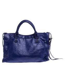 Pre Owned Balenciaga Purple Leather RH City Bag
