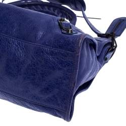 Pre Owned Balenciaga Purple Leather RH City Bag
