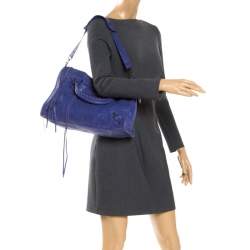 Pre Owned Balenciaga Purple Leather RH City Bag