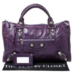 Pre Owned Balenciaga Violet Leather Giant 21 Work Tote