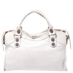 Pre Owned Balenciaga Ivory Leather RGGH City Bag