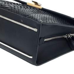 Pre Owned حقيبة بالنسياغا "لو ديكس كارتابل" يد علوية جلد و جلد نقشة الثعبان أسود