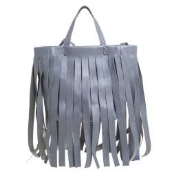Pre Owned حقيبة يد بلنسياغا شراشيب لوندري كاباس جلد رمادية XS
