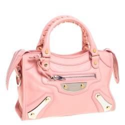 Pre Owned Balenciaga Rose Bonbon Leather SH Hardware Metal Plate Bag 