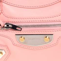 Pre Owned Balenciaga Rose Bonbon Leather SH Hardware Metal Plate Bag 