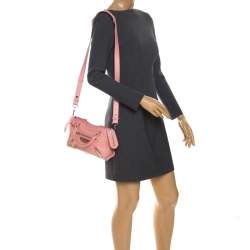 Pre Owned Balenciaga Rose Bonbon Leather SH Hardware Metal Plate Bag 