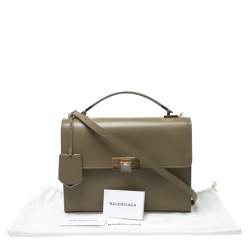 Pre Owned Balenciaga Green Leather Le Dix Cartable Top Handle Bag