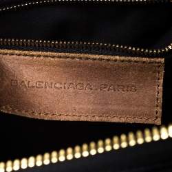 مملوكة مسبقًا حقيبة بالنسياغا ساك سوبيرب سويدي و جلد لامع بني و أسود