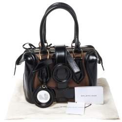 مملوكة مسبقًا حقيبة بالنسياغا ساك سوبيرب سويدي و جلد لامع بني و أسود