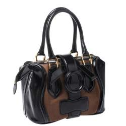 مملوكة مسبقًا حقيبة بالنسياغا ساك سوبيرب سويدي و جلد لامع بني و أسود