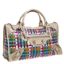 Pre Owned Balenciaga Multicolor Woven Leather GSH Work Tote
