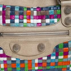 Pre Owned Balenciaga Multicolor Woven Leather GSH Work Tote