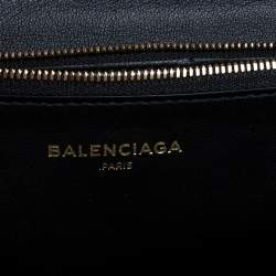 Pre Owned Balenciaga Black/Gold Striped Leather Oversize Chain Clutch