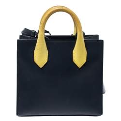 Pre Owned Balenciaga Blue/Yellow Leather and Lizard Mini All Afternoon Tote