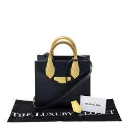 Pre Owned Balenciaga Blue/Yellow Leather and Lizard Mini All Afternoon Tote