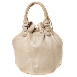 Balenciaga Cream Leather SGH 21 Pompon Hobo