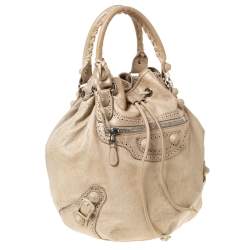 Balenciaga Cream Leather SGH 21 Pompon Hobo