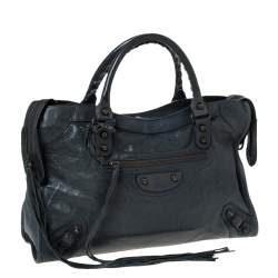Pre Owned Balenciaga Anthracite Leather RH City Bag