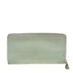 Pre Owned Balenciaga Vert D'eau Leather City Zip Around Wallet