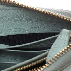 Pre Owned Balenciaga Vert D'eau Leather City Zip Around Wallet