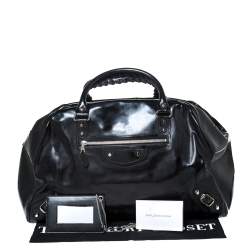 Balenciaga Black Patent Leather Bowling MM Bag