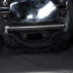 Balenciaga Black Patent Leather Bowling MM Bag