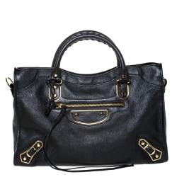 Pre Owned Balenciaga Black Leather RH City Tote