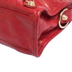 Pre Owned Balenciaga Rouge Vif Leather Mini RGH City Bag