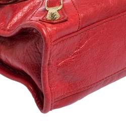 Pre Owned Balenciaga Rouge Vif Leather Mini RGH City Bag