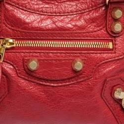 Pre Owned Balenciaga Rouge Vif Leather Mini RGH City Bag