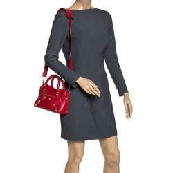 Pre Owned Balenciaga Rouge Vif Leather Mini RGH City Bag