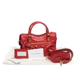 Pre Owned Balenciaga Rouge Vif Leather Mini RGH City Bag