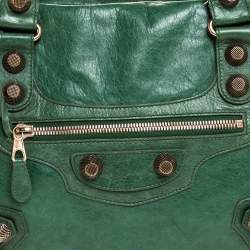 Pre Owned Balenciaga Vert Gazon Lambskin Leather GGH Midday Tote