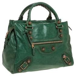 Pre Owned Balenciaga Vert Gazon Lambskin Leather GGH Midday Tote