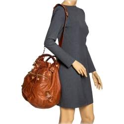 Pre Owned Balenciaga Automne Leather GGH Pompon Hobo