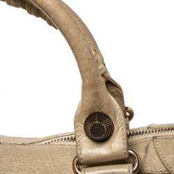 Pre Owned حقيبة يد بالنسياغا وورك إكسسوار كبير ذهبي وردي جلد بيج رملي