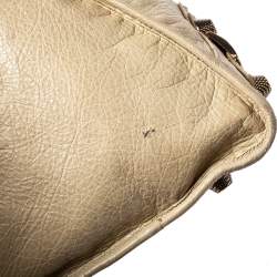 Pre Owned حقيبة يد بالنسياغا وورك إكسسوار كبير ذهبي وردي جلد بيج رملي