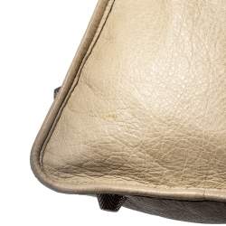 Pre Owned حقيبة يد بالنسياغا وورك إكسسوار كبير ذهبي وردي جلد بيج رملي