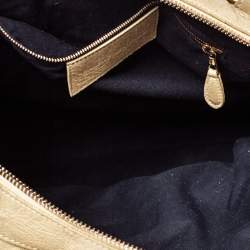 Pre Owned حقيبة يد بالنسياغا وورك إكسسوار كبير ذهبي وردي جلد بيج رملي