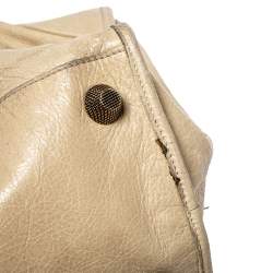 Pre Owned حقيبة يد بالنسياغا وورك إكسسوار كبير ذهبي وردي جلد بيج رملي