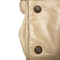 Pre Owned حقيبة يد بالنسياغا وورك إكسسوار كبير ذهبي وردي جلد بيج رملي