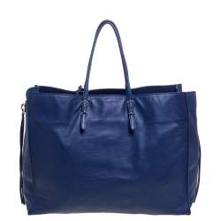 مملوكة مسبقًا Balenciaga Navy Blue Leather Papier A4 Tote