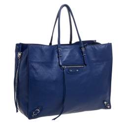 مملوكة مسبقًا Balenciaga Navy Blue Leather Papier A4 Tote