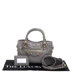 Pre Owned Balenciaga Gris Pyrite Leather Mini Classic City Bag
